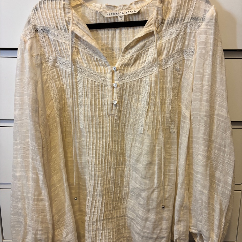 Veronica Beard Ivory Lace Detail Blouse size 18